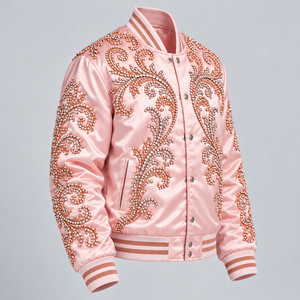 Vestes en satin personnalisées pour hommes avec strass, veste bomber de luxe ornée de cristaux étincelants, vêtements de fête hip-hop élégants - Product Image 4