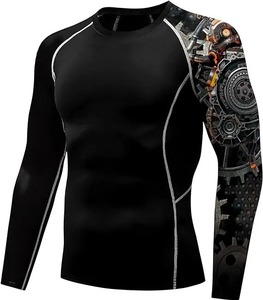<b>Custom</b> Logo Factory Made <b>Compression</b> <b>Shirt</b> Long Sleeve Plain Fitness Rash Guard <b>Custom</b> <b>Design</b> 100% Polyester Rash Guard For Men - Product Image 4