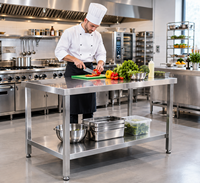Table de travail en acier inoxydable en gros pour restaurant, hôtel, traiteur, cuisine commerciale, table de préparation, distributeur, approvisionnement en vrac