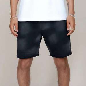 Shorts streetwear délavés à l'acide pour hommes, en coton personnalisé 260 280 300 g/m², ourlet brut, cordon de serrage, style vintage et vieilli - Product Image 3