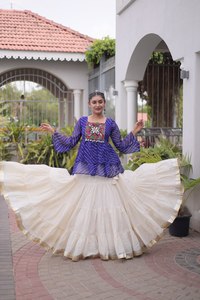 New trendy elegant navratri style fully stitched rayon <b>chaniya</b> <b>choli</b> with mirror work perfect for adults - Product Image 5