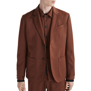 Veste de costume trench formelle coupe slim longue en coton 100% à carreaux croisés pour homme, automne-hiver, coupe-vent - Product Image 1