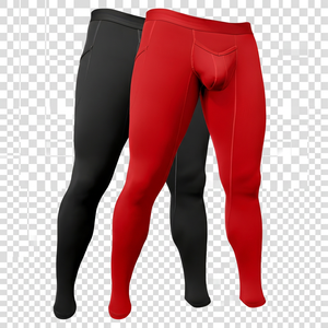 Leggings de compression pleine longueur pour hommes, couleur unie, en Spandex et Nylon, taille élastique, pour le sport - Product Image 5