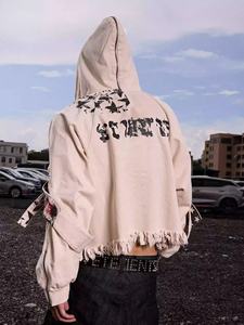 เสื้อฮู้ดดี้ผู้ชายสไตล์ฮิปฮอป DGT Digital Printing Embroidery Streetwear ผ้าหนา 230gsm ทรงดิสเทรสสีซีดแบบซันเฟด ผลิตจากโพลีเอสเตอร์/คอตตอน - Product Image 4