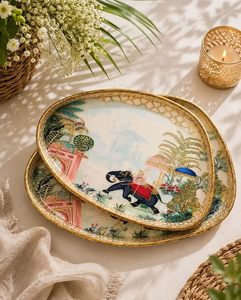 Plateau de service décoratif en bois, émaillé, imprimé animal, laqué, pour la maison, la restauration, les cadeaux, design zen asiatique - Product Image 4