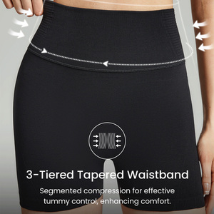 Shorts de yoga taille haute pour femmes, en nylon extensible personnalisé, pour la performance sportive et les programmes de branding - Product Image 4