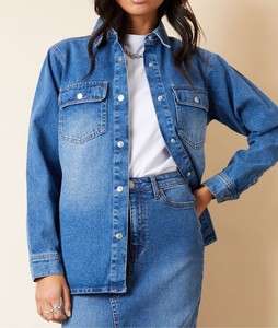 Wholesale Women Breathable Winter <b>Denim</b> <b>Jacket</b> Oversized Fashion Cotton Coat Custom Front Premium Quality OEM Factory Supplier - Product Image 1