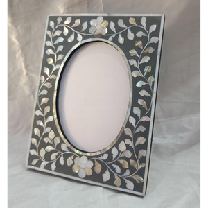 Premium Mosaic Mother Of Pearl Picture <b>Frame</b> <b>Black</b> & White Hand Inlaid <b>Photo</b> Display Elegant Wedding Gift & Vintage Living Room - Product Image 1