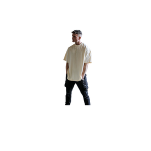 Premium 300 GSM Heavyweight Men's Oversized Short Sleeve O-Neck T-<b>Shirt</b> Solid Color Casual Style <b>100</b>% Cotton Jersey Knitted Fit - Product Image 4