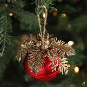 Clochettes de Noël décoratives, clochettes de Noël métalliques rouges pour l'intérieur et l'extérieur, clochettes de Noël pour porte - Product Image 2