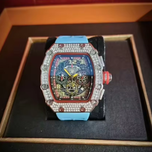 Boîtier de luxe personnalisé de haute qualité en cristal de saphir serti de diamants, 44 mm, aiguille automatique, mécanique, squelette, étanche - Product Image 4