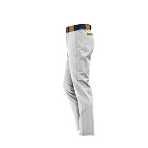 Pantalon de baseball blanc pour homme avec ceinture marron et bandes latérales noires, respirant, imprimé par transfert thermique, en polyester sans couture, pour uniformes - Product Image 5