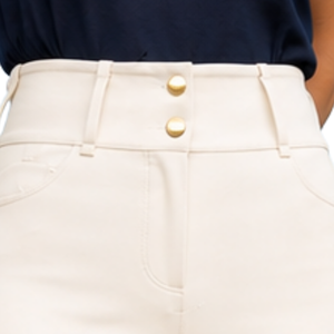 Leggings d'équitation pour femmes, taille haute, blancs, extensibles, avec poche avant en tissu texturé - Product Image 3