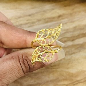 Anillo de Hoja Delicado Favorito del Mercado, Anillo Bohemio de Latón para Mujer, Chapado en Oro de 18k, Joyería Botánica Vintage de Filigrana, Venta al por Mayor/OEM/ODM - Product Image 5