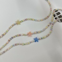 Gelang Kaki Manik-Manik Pastel yang Anggun dengan Liontin Bunga dan Bintang, Gelang Kaki Kasual yang Lucu untuk Wanita, Perhiasan Fashion