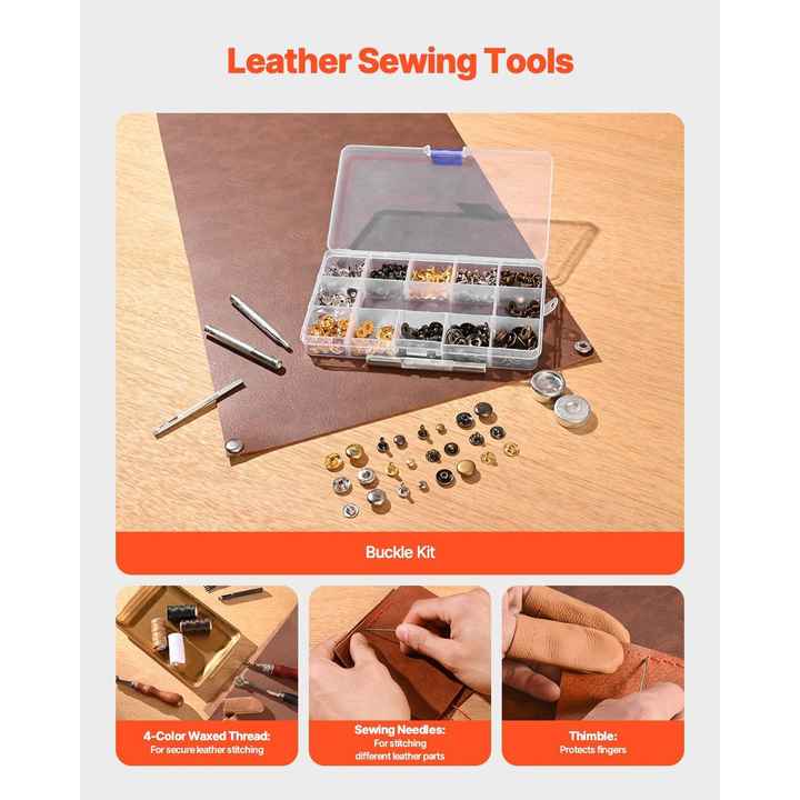 61 PCS Leather Working Tools Kit Engraving Punching Stamping Sewing Tools Steel Round Bars
