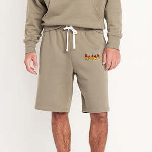 Unique Custom DTF Printed Logo Solid Color Oversized Gym Mens Shorts Side Pockets Canvas High Street Style Elastic Waist - Product Image 1