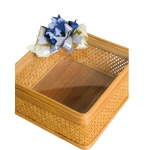 Elegante Caja de Regalo de Bambú Natural, Caja Cuadrada de Bambú Tejida a Mano, Empaque Decorativo de Lujo para Presentación de Regalos Premium - Product Image 3