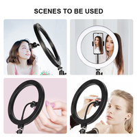 Lampe annulaire LED pour selfie de 26 cm (10 pouces) 36W, grande lampe à cils, recharge USB, portable, température de couleur 36V 2700-7000K