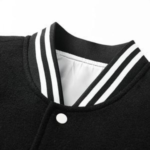 Stylish Varsity Winter Jacket Soft Fabric Stand Collar Eco-Friendly Lightweight with <b>Covered</b> <b>Button</b> Front Closure - Product Image 3