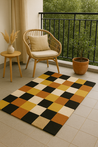 Custom Contemporary chess pattern black white brown box design soft wool <b>Carpet</b> for Home and Hotel - Product Image 5
