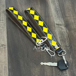 Personalized Checkered Cowhide Leather Wristlet Keychain with Diamond Pattern Hand Strap Key Holder for Women <b>Bags</b> Keys <b>Gifts</b> - Product Image 1