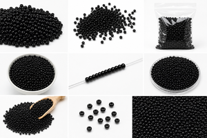 Perles de rocaille rondes noires Jaunty 8'0 (verre et verre soufflé) en vrac pour la fabrication de bijoux, l'artisanat et la broderie - Product Image 2