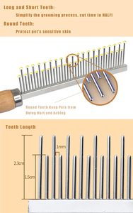 Peigne de toilettage pour animaux de compagnie en acier inoxydable écologique pour chiens et chats |   Peigne démêlant professionnel anti-rouille à 48 dents - Product Image 3