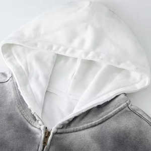 เสื้อฮู้ดดี้ผู้ชายสไตล์วินเทจ ผ้าฝ้าย 100% สีดำซีดแบบทำเก่า ทรงโอเวอร์ไซส์  ล้างสีด้วยกรดและหิน - Product Image 6