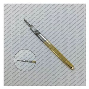 Portacuchillas de Calidad Alemana para Bisturí # 9 Instrumentos Quirúrgicos Manuales de Acero Inoxidable con Mango Dorado, Clase II, Certificación CE - Product Image 1