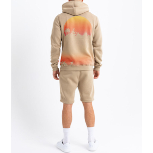 Custom Casual Eco-Friendly 100% Cotton Half <b>Zip</b>-up Hoodie Shorts Set Casual Summer Wear Men’s Hoodies & Sweatshirt Sets - Product Image 2