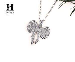จี้เพชรรูปโบว์หรูหรา ทอง 14K/18K หรือเงิน ประดับเพชรเลี้ยงในห้องแล็บ/เพชรธรรมชาติ ผู้จัดจำหน่ายเครื่องประดับขายส่ง - Product Image 2