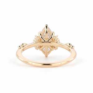 Classic Marquise Cut Floral Sunburst Halo Pave Band Lab Grown <b>Diamond</b> Engagement <b>Ring</b> 10K 14K 18K Solid Gold IGI Certified - Product Image 4