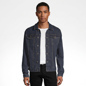 Chaqueta Vaquera Clásica para Hombre, Azul Oscuro, Cuello Camisero, Corte Regular, 100% Algodón, Informal, Transpirable, para Otoño, Venta al Por Mayor - Product Image 4