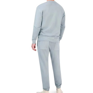 Ensemble de survêtement imprimé personnalisé avec patchs, comprenant un sweat à capuche zippé vintage et un pantalon de jogging, effet délavé à l'acide, pour homme - Product Image 5