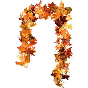 DearHouse 2 Pack 5.9Ft/Piece Fall Maple <b>Leaf</b> Garland with 16.4ft 40 Led String <b>Light</b> Artificial Autumn Thanksgiving Hanging Vine - Product Image 3