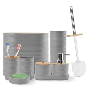 Ensemble d'accessoires de salle de bain 8 pièces avec distributeur de savon, porte-brosse à dents, gobelet et brosse de nettoyage WC - Product Image 6