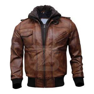 <b>Men's</b> Casual Genuine Leather <b>Jacket</b> Autumn Winter <b>Long</b> Sleeve Zipper Fashion Coat Slim Fit Latest Style Outerwear Waterproof - Product Image 1