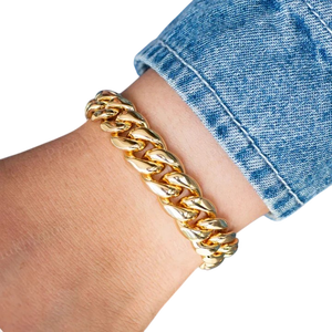 Pulsera Hip Hop Miami Cuban Link de Plata 925 Bañada en Oro Amarillo, Joyería Unisex de Moda, Regalo para Hombres y Mujeres - Product Image 1
