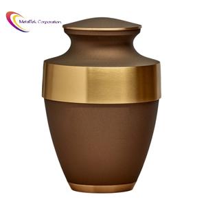 Rustic Bronze Large Size Brass Adult Cremation Urn for Ashes Brown Colour With Matte Gold Finish Funeral Ceremony Burial Jars - Product Image 2