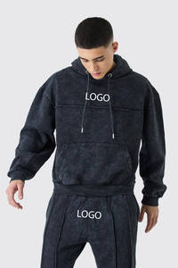 Conjunto de Sudadera con Capucha y Pantalones Jogger de Algodón con Lavado Ácido, Estilo Urbano, con Logotipo Personalizado OEM al por Mayor, Fabricación Personalizada de Sudaderas para Hombre - Product Image 2