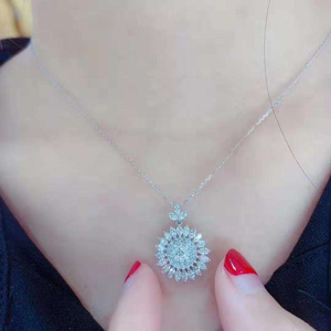 Collar de Lujo con Colgante Circular Grande de Diamantes VS y Oro Puro de 18K, Cadena con Círculo Abierto de Diamantes Reales, Regalo de Joyería - Product Image 2