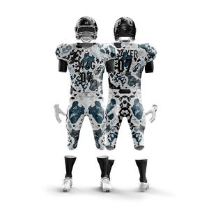 Ensembles de maillots et shorts de football américain personnalisés pour hommes et jeunes, 100 % polyester respirant, imprimés par transfert thermique, grandes tailles - Product Image 4