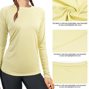 T-shirt de compression ajusté pour femme, anti-humidité, en poly-spandex, haut de sport, vente en gros, vêtement de sport vierge - Product Image 5