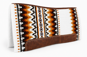 Manaal Enterprises Classic Western Saddle Pad Geometric Pattern <b>Brown</b> Leather Trim <b>Wool</b> Shell Fleece Fleece Riding Equestrian - Product Image 5