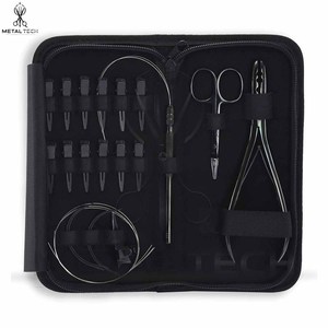 2026 Complete Hair Extension Installation Kit with Plier, Pulling <b>Needle</b>, Sectioning Clips, and Scissors in Zipper Carry <b>Case</b> - Product Image 1