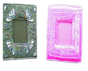 Marco de Fotos con Bordado de Cuentas, Marcos de Fotos de Doble Cara de Vidrio, Marco de Fotos Flotante Transparente de Madera - Product Image 1
