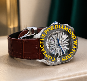 Nuevo Reloj Mecánico Impresionante con Caja Cuadrada, Esfera Esqueletizada, Correa de Cuero Marrón, Diamantes Moissanite, Hermoso y Resistente al Agua - Product Image 2