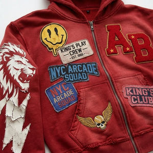 QUICKSHOW Conjuntos de Sudadera con Capucha y Pantalones Cortos de Algodón 100% de Forro Polar Grueso Estampado Personalizado de Secado Rápido Estilo Urbano con Efecto Desgastado por el Sol - Product Image 5