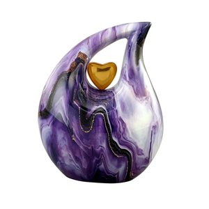Urna Decorativa para Cremación en Forma de Lágrima con Diseño de Mármol Morado para Exhibición - Product Image 2